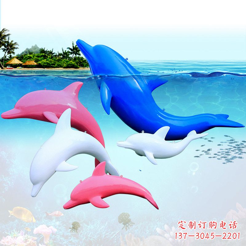 达州海豚彩绘玻璃钢雕塑
