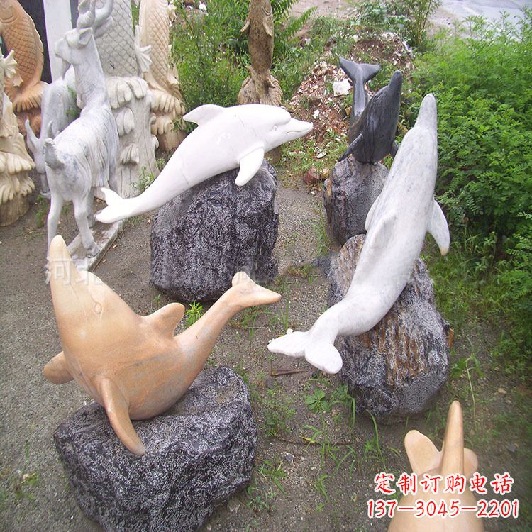 达州海豚石雕塑,纯手工定制精美艺术品