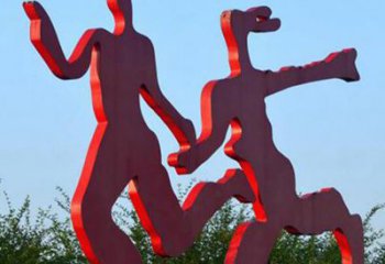 达州中领雕塑-多彩情侣跑步雕塑