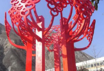 达州不锈钢心形树叶大树雕塑，展示爱与生命