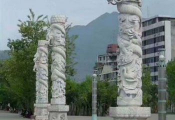 达州定制精美的盘龙柱石雕