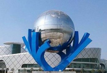 达州中领雕塑打造把地球握在手中精致不锈钢抽象雕塑