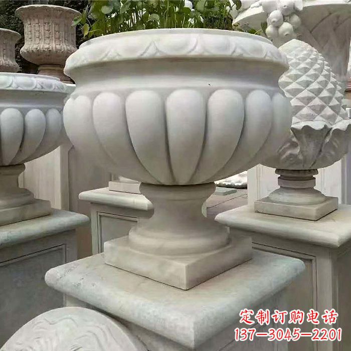 达州汉白玉城市园林花盆石雕