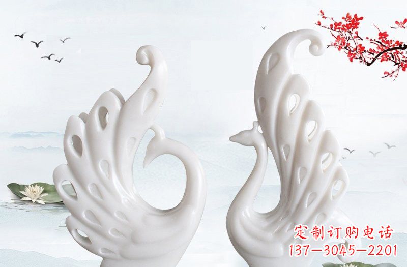 达州汉白玉孔雀艺术雕塑