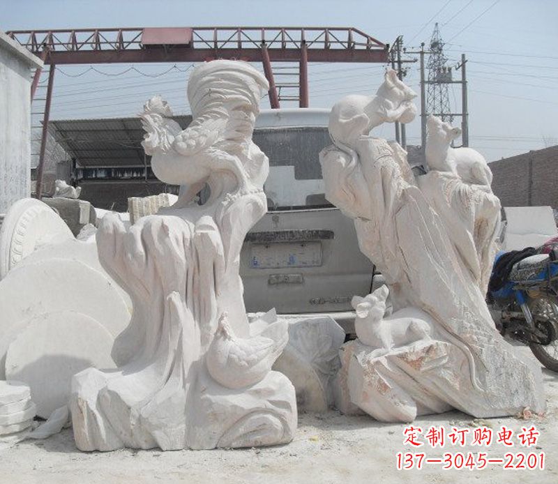 达州中领雕塑,打造古典唯美的汉白玉公鸡雕塑