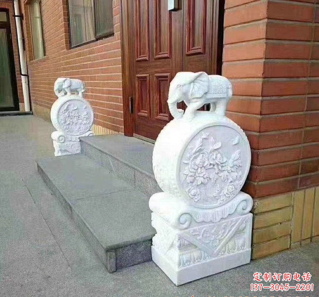 达州汉白玉大象门墩石雕