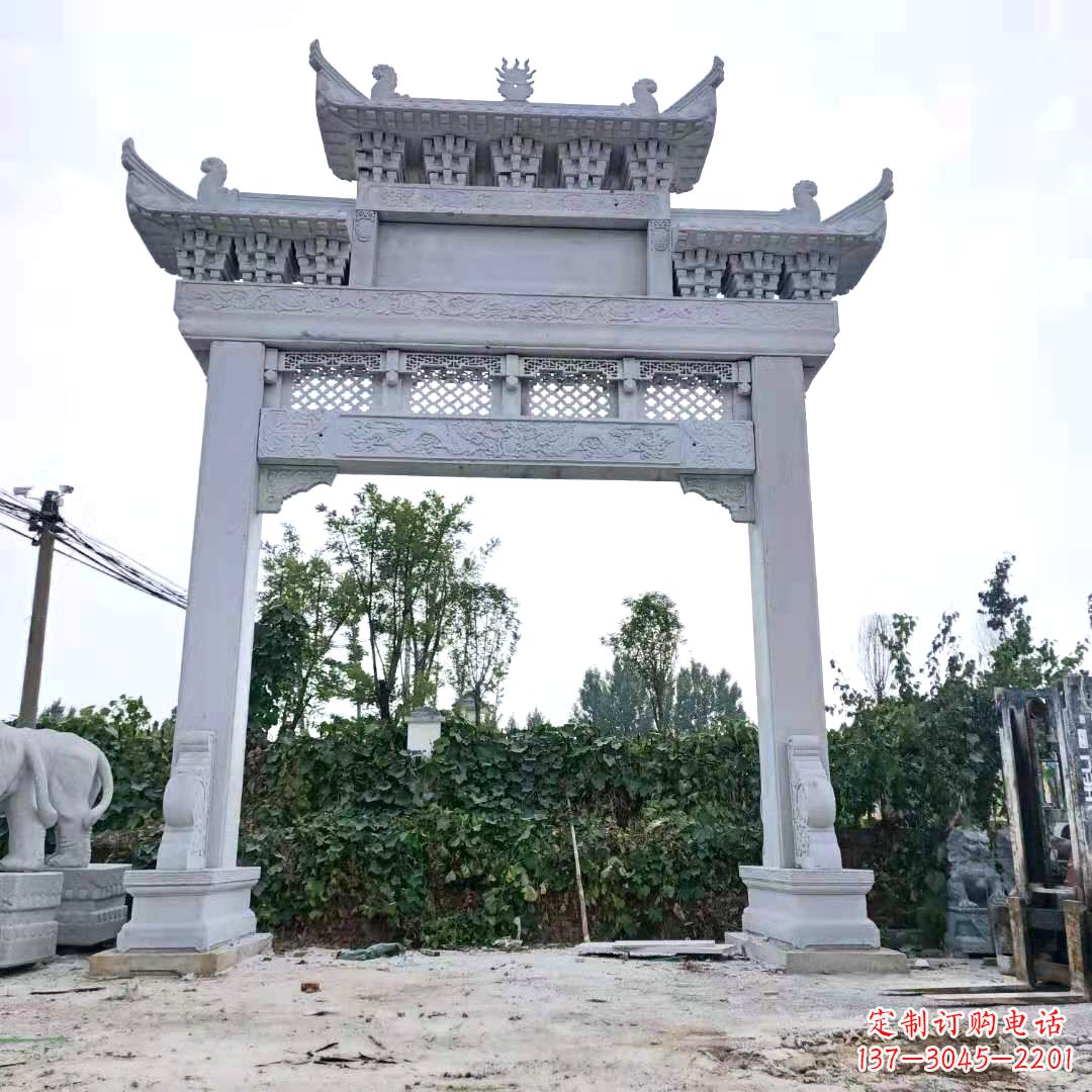 达州汉白玉精致的牌坊雕塑