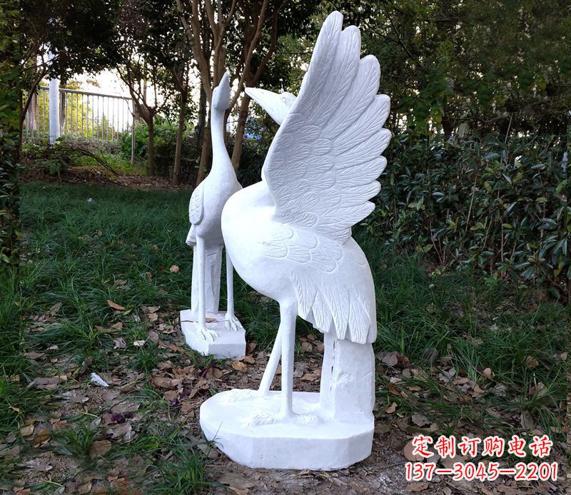 达州汉白玉丹顶鹤公园石雕