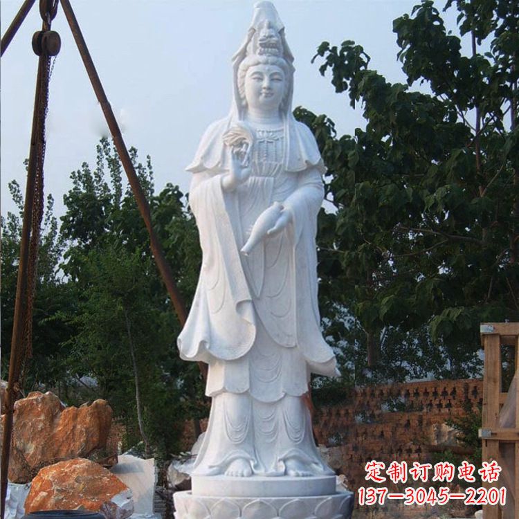 达州汉白玉滴水观音石雕