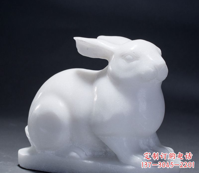 达州精致汉白玉兔子雕塑