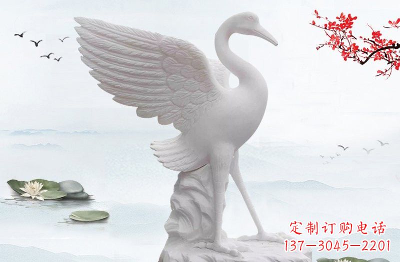 达州开启一段神奇变化之旅——汉白玉仙鹤雕塑