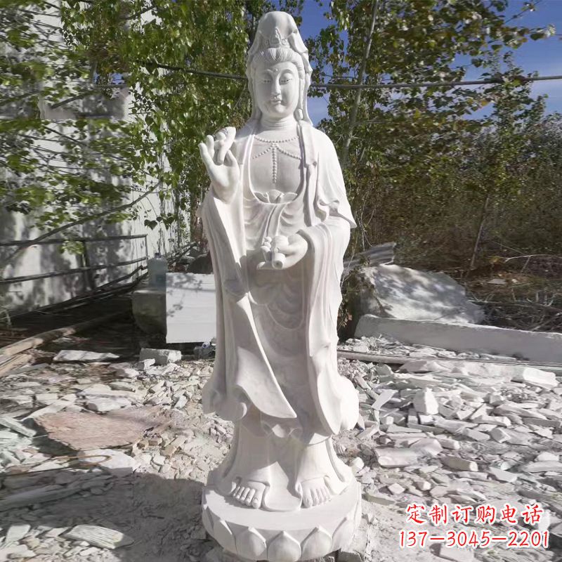 达州汉白玉观音菩萨石雕塑