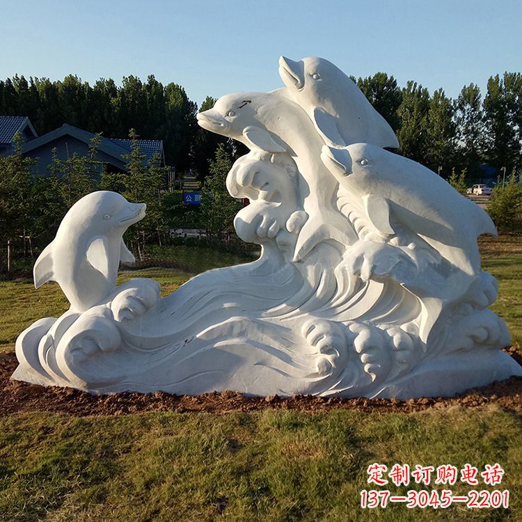 达州汉白玉海豚雕塑,给您的公园另一种美