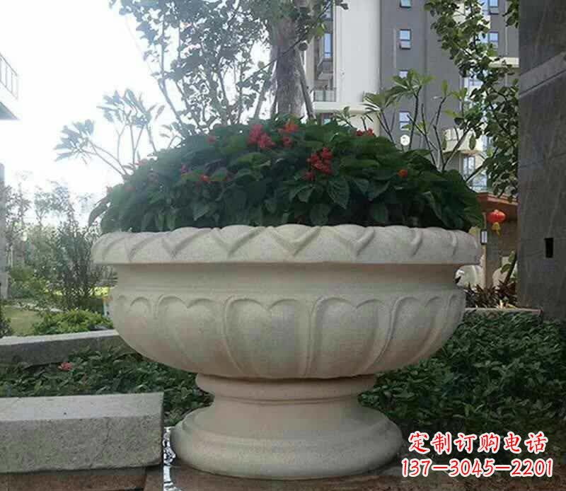 达州传承艺术美学的汉白玉花盆雕塑