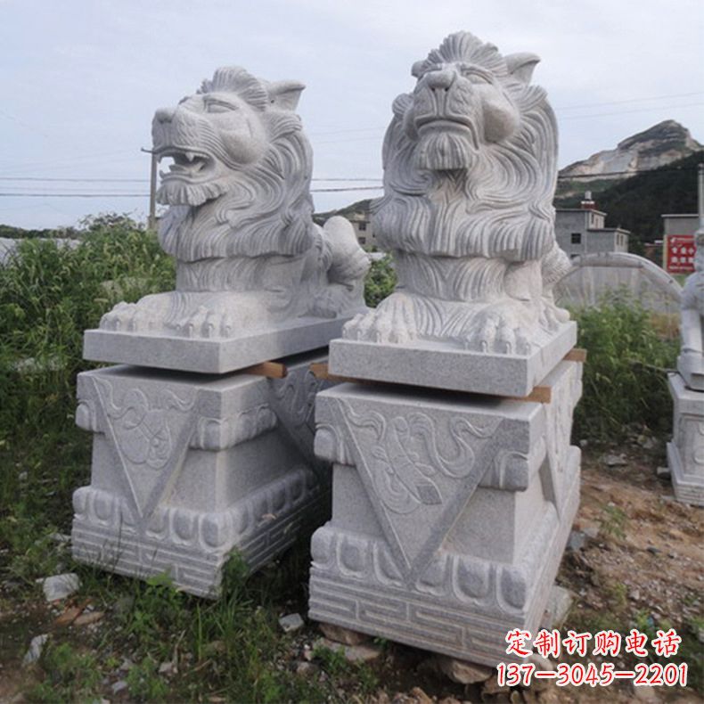 达州汇丰狮子石雕,精美雕塑展现霸气