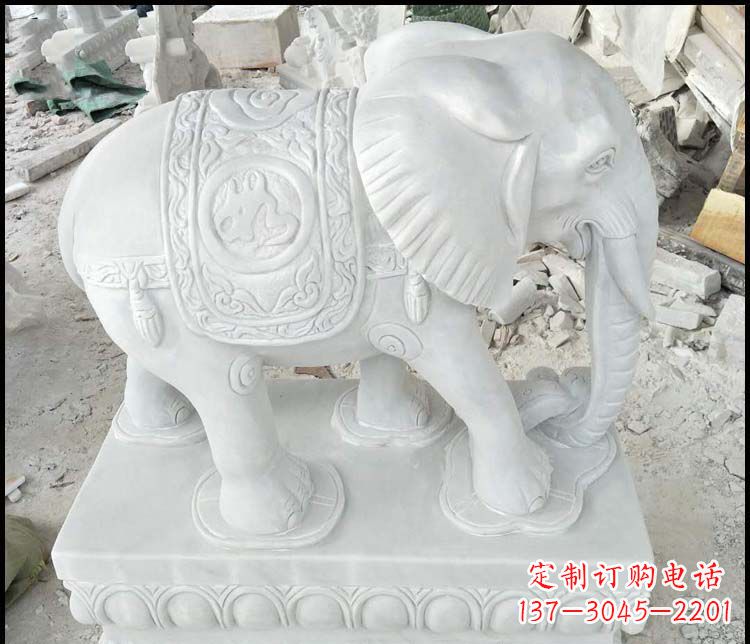 达州汉白玉吉祥如意门口招财镇宅大象石雕