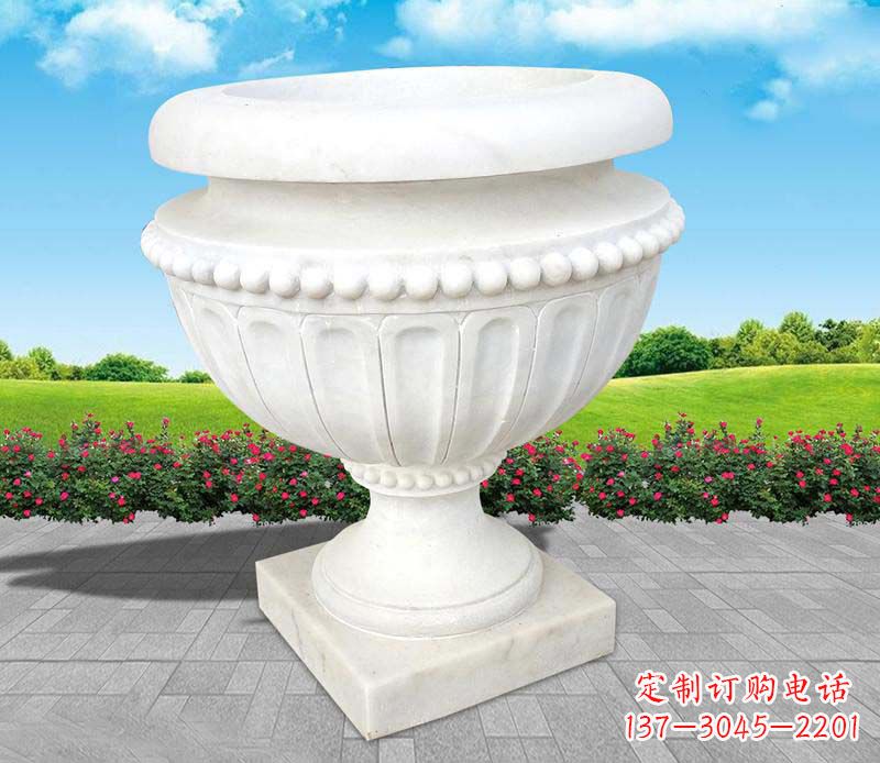 达州汉白玉景观花盆雕塑