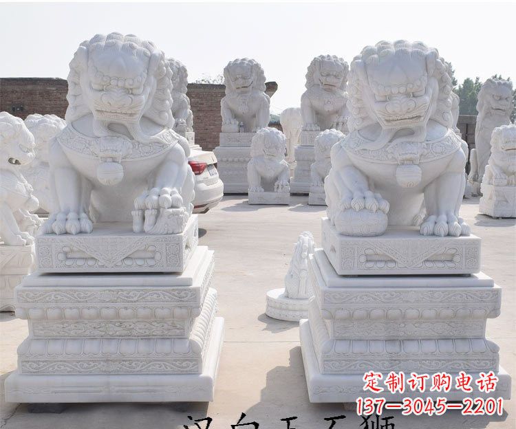达州汉白玉看门狮子雕塑