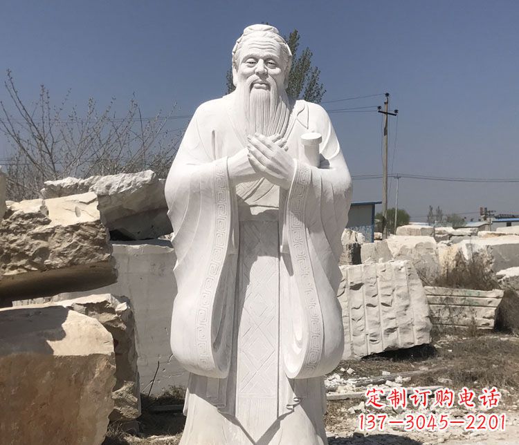 达州汉白玉孔子行教像学校古代名人石雕