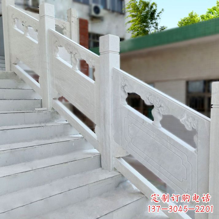 达州高雅精致的汉白玉楼梯石雕栏杆