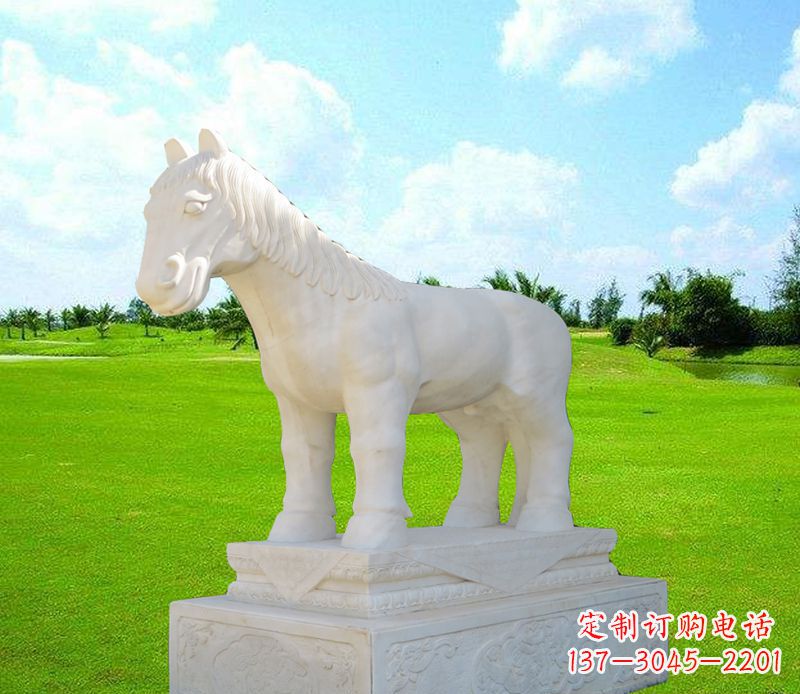 达州汉白玉马石精美动物雕塑