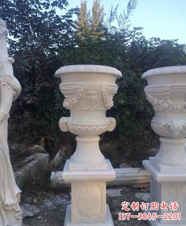 达州汉白玉艺术雕塑花盆