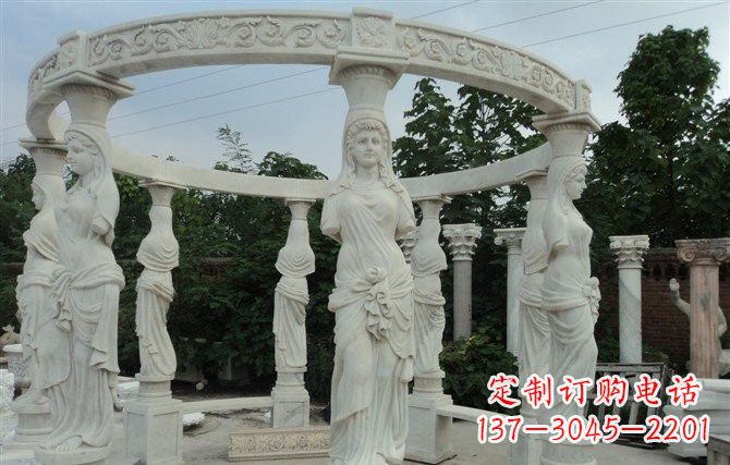 达州汉白玉欧式凉亭雕塑