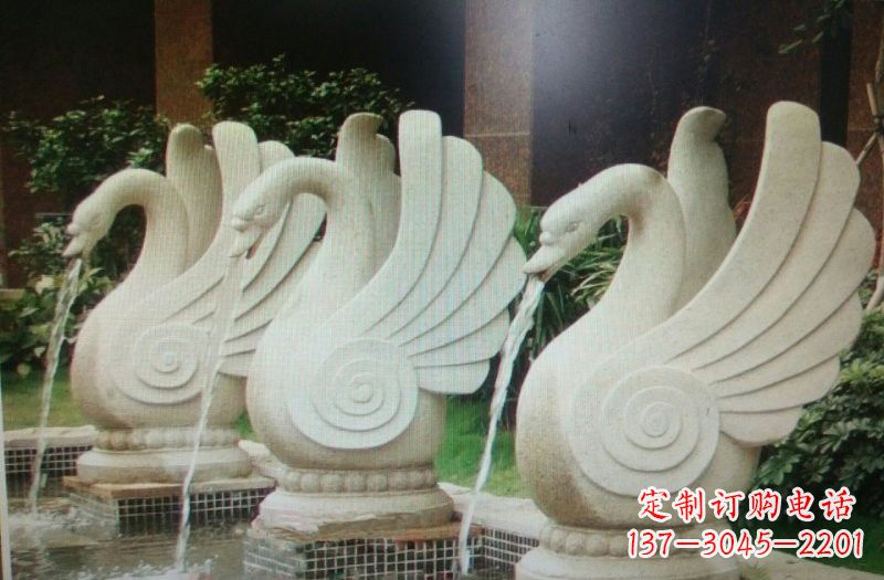 达州汉白玉喷水天鹅石雕