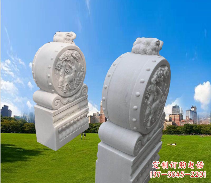 达州精致的汉白玉门墩雕塑