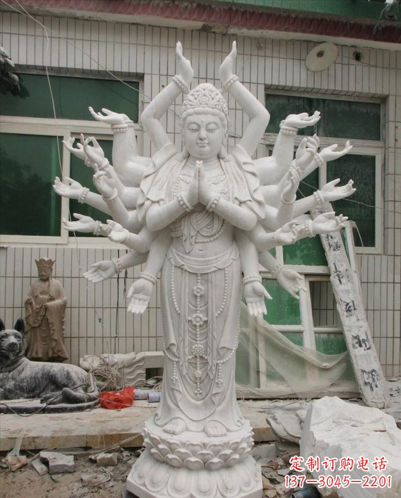 达州汉白玉千手观音雕塑,精致细腻,深具宗教意义