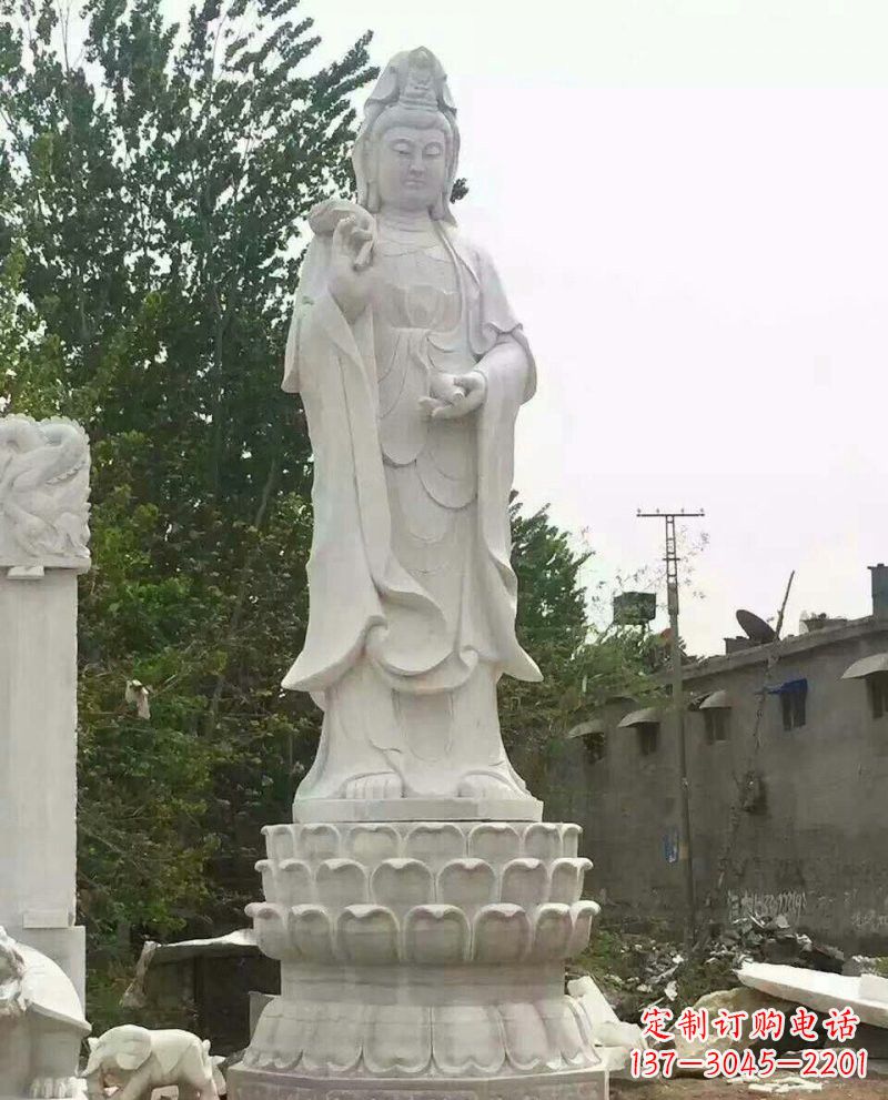 达州汉白玉洒水观音驻颜祥和