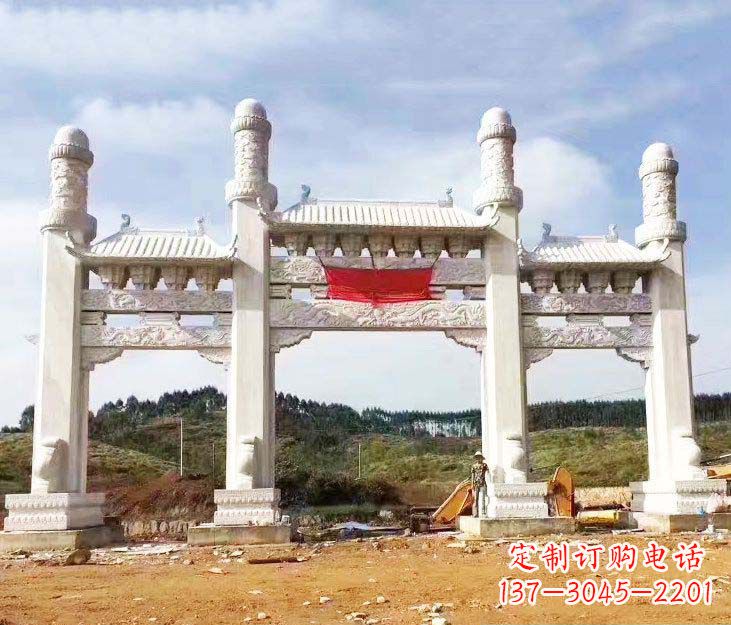 达州精美白玉牌坊石雕,品质缔造传世绝品