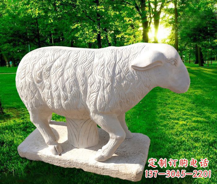 达州中领雕塑的汉白玉山羊石雕是一件雕刻精美的…