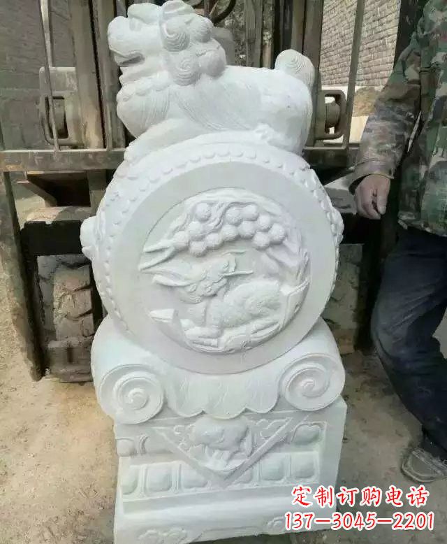 达州中领雕塑出品,精雕细琢汉白玉狮子门墩