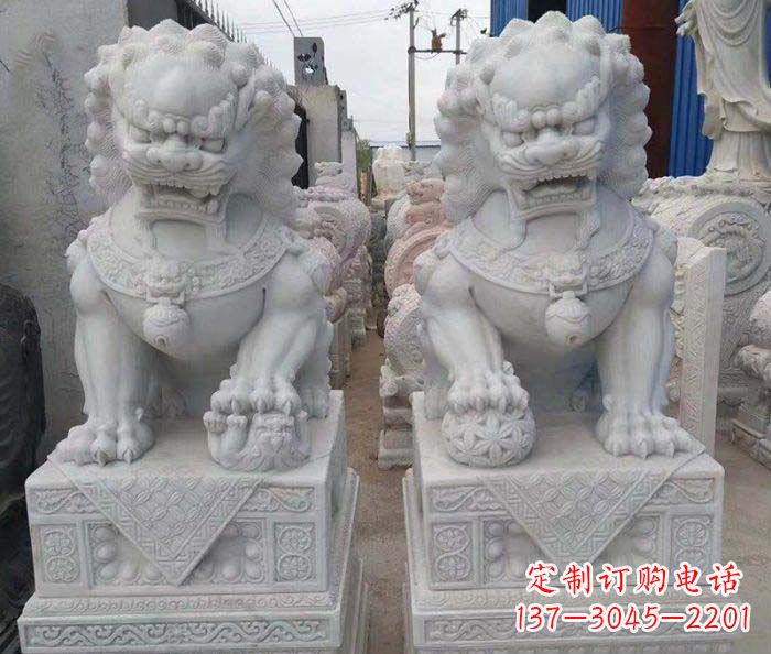 达州汉白玉狮子招财动物石雕
