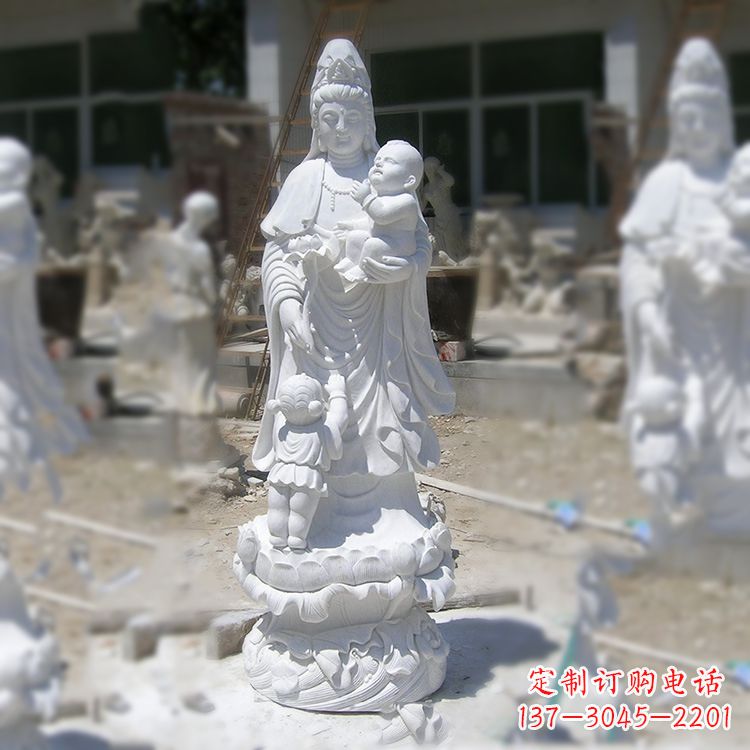 达州手工精美的汉白玉观音像