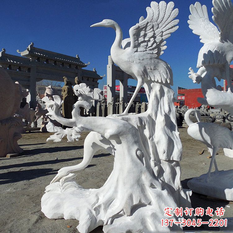 达州汉白玉仙鹤景观石雕,让你的空间充满灵动之美