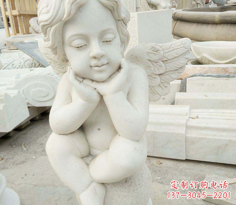 达州汉白玉小天使西方儿童石雕,让孩子们拥有属于自己的天使
