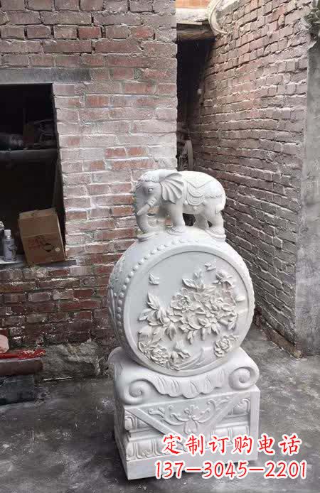 达州汉白玉小象抱鼓石雕塑之美