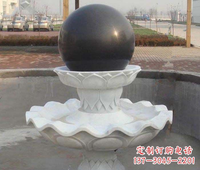 达州汉白玉小型风水球喷泉石雕