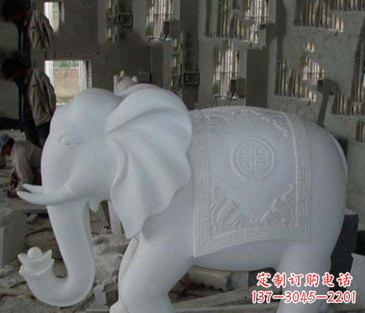 达州汉白玉大象雕塑,带来好运