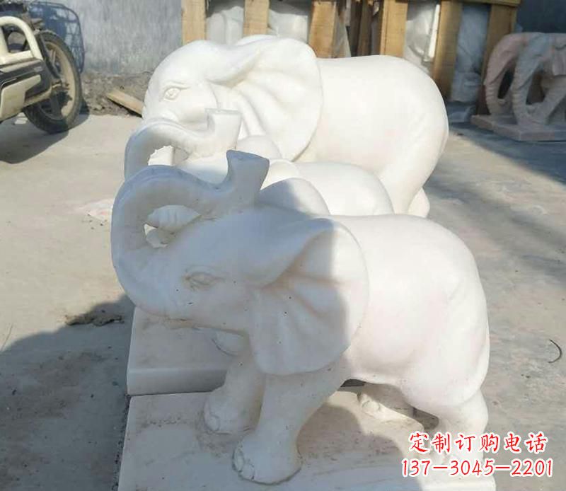 达州汉白玉招财小象雕塑