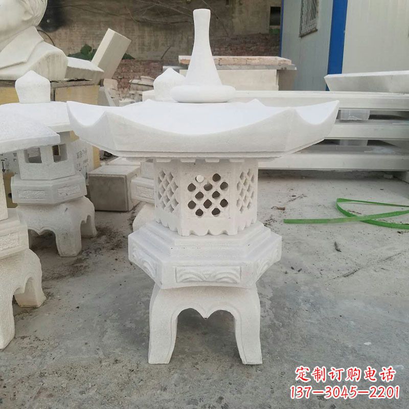 达州汉白玉中式石雕灯笼
