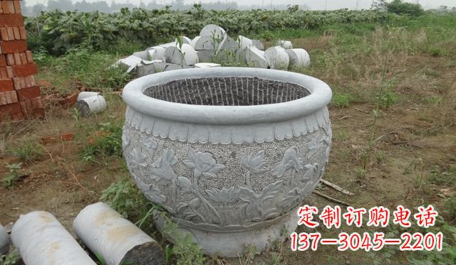 达州荷花花盆公园景观石雕,千般美妙一览无余