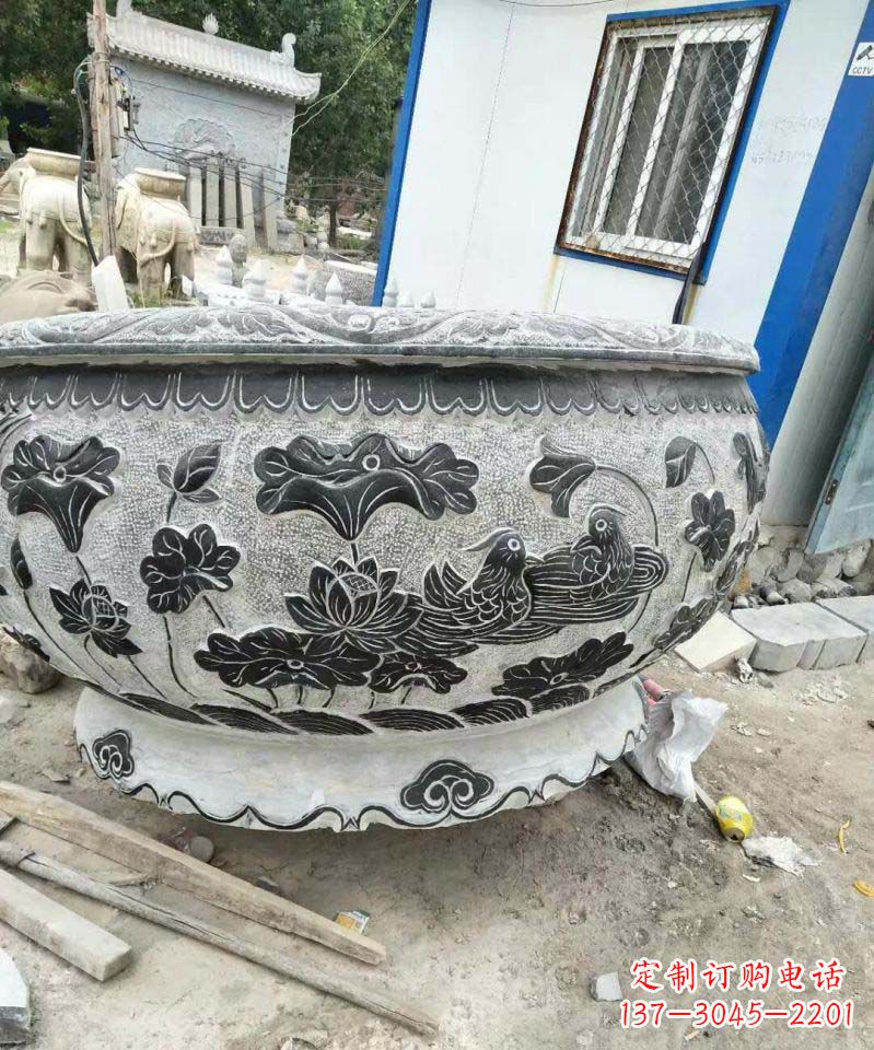 达州荷花石雕水缸,给你安静的空间