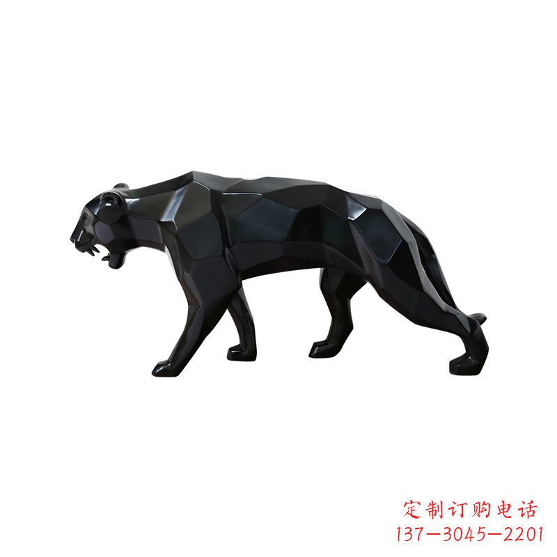 达州黑色魅力,豹子玻璃钢雕塑