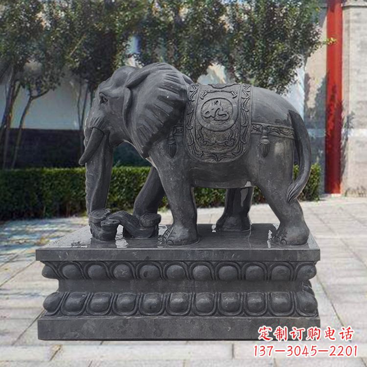 达州黑色石雕大象