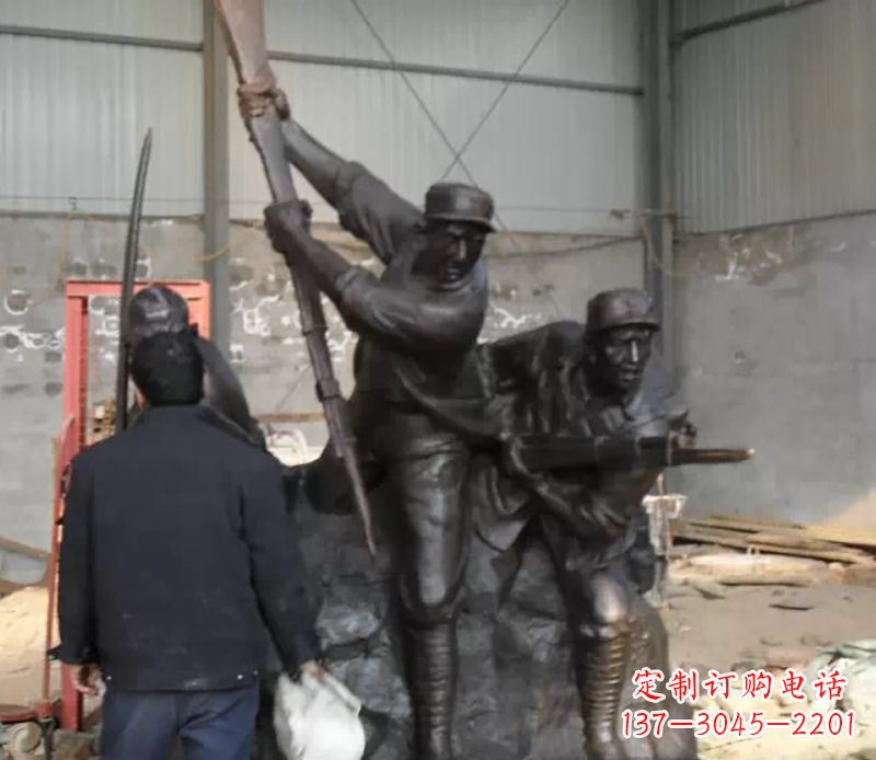 达州红军冲锋广场人物铜雕