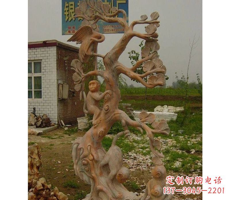 达州优雅灵动的猴子石雕