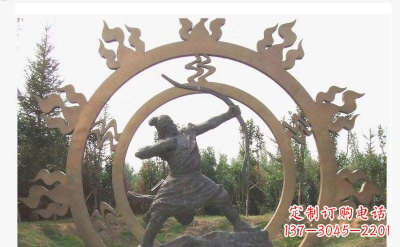 达州后羿射日玻璃钢仿铜人物雕塑
